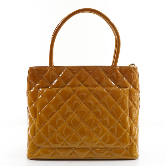 Auth Chanel Hand Bag Enamel Yellow #26809C46 - Picture 3 of 15